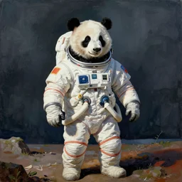 panda bear in a spacesuit by alexander rodchenko