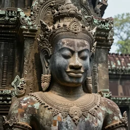 khmer god of the antique city of angkor wat, close - up portrait, powerfull, intricate, elegant, volumetric lighting, scenery, digital painting, highly detailed, artstation, sharp focus, illustration, concept art, ruan jia, steve mccurry