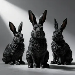 black metal bunnies with corpse paint, studio photography