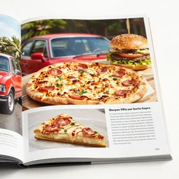 1 page from 1 9 9 0 s car pizza hamburger photograph magazine.
