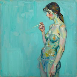 high quality high detail painting by lucian freud and jenny saville, hd, motion, turquoise