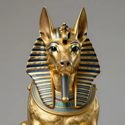 realistic portrait of handsome anubis, golden, delicate, facing camera, hyper realism, 1 4 5 0, ink, ultra realistic, 8 k