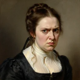 jane austen, angry, painting by rossetti bouguereau, detailed art, artstation