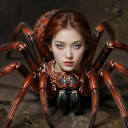 spider centaur with a beautiful human face