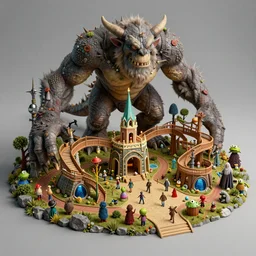 detailed octane render of a diorama of moria as kids adventure playground, balrog, gandalf, skyrim, detailed, by joop geesink, wes anderson, jim henson, brian froud, breathtaking, 8 k resolution, beautiful lighting, studio light, extremely detailed, establishing shot, realistic materials, hyperrealistic