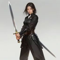 a woman holding a sword with a dragon on it, concept art by Ilya Kuvshinov, contest winner, fantasy art, official art, concept art, high detail, experimental, high quality, 4k