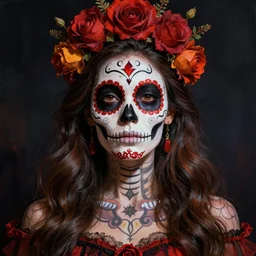 illustration of a sugar skull day of the dead girl, art by jesper ejsing