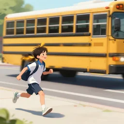 a brother and sister running to catch up to the school bus that they missed. By Norman Rockwell. Jason Felix