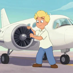 elizabeth banks fixing an airplane, american animation