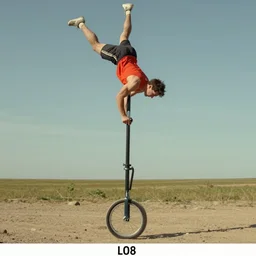 trail cam footage of a unicyclist, colorful vintage