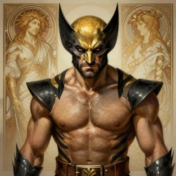 Portrait of Wolverine, D&D, muscular, fantasy, intricate, elegant, highly detailed, digital painting, artstation, concept art, smooth, sharp focus, illustration, art by artgerm and greg rutkowski and alphonse mucha
