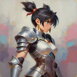 greg manchess portrait painting of partially armored ahri from league of legends as overwatch character, medium shot, asymmetrical, profile picture, ambient occlusion, organic painting, sunny day, matte painting, bold shapes, hard edges, street art, trending on artstation, by huang guangjian, gil elvgren, ruan jia, greg rutkowski, gaston bussiere