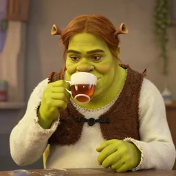 emma watson drinking tea with shrek
