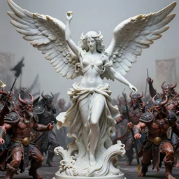 high intricate porcelain baroque stunning woman body sensual angelic warrior big wings fighting the army of the demon lord, 8 k, white skin long dark hair hyperrealistic hyperdetailed pastel maria panfilova, andrea savchenko, mike kime, ludovic plouffe, qi sheng luo, oliver cook, trending on artstation