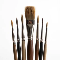 futuristic paintbrush set, high detail macro photography, isolated on a pure white background, centered, entire object in frame, sharp focus, soft studio lighting