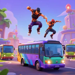 Epic photo of fortnite ninja epic Duo Stunt trick with Johnny Blazed jumping 10 fortnite battle buses