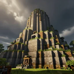 quake style architecture created in minecraft high detail