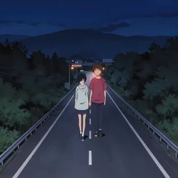 anime highway at night