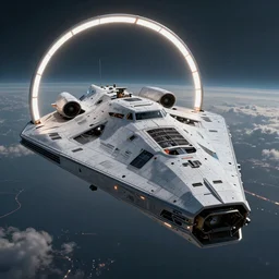 epic photo, futuristic starship, halo, military, highly detailed