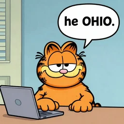 Garfield saying time to nuke ohio in a speech bubble