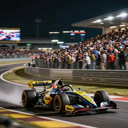 podracing long exposure under night lights huge crowds hyperrealistic award - winning photography nikon