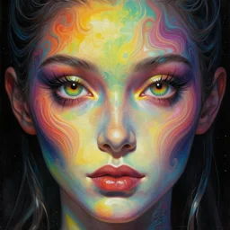close up sci - fi cosmic horror art noel fielding eyes, rainbow skin, intricate, elegant, highly detailed, centered, digital painting, concept art, smooth, sharp focus, illustration, artgerm, tomasz alen kopera, peter mohrbacher, donato giancola, joseph christian leyendecker, wlop, frank frazetta