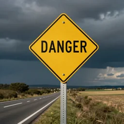 photo of a road sign that says DANGER