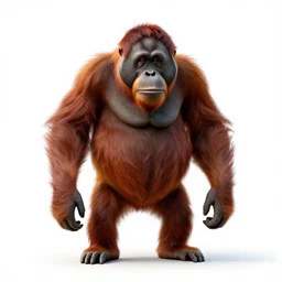 spotted orangutan, clean 3d render, full body, isolated on a pure white background, centered, entire subject in frame, sharp focus, soft studio lighting
