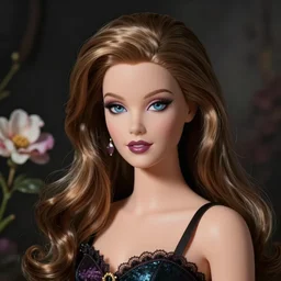 portrait gothic barbie with flowers painted by jeremiah ketner