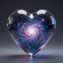 the universe contained in a heart shaped glass hyperrealism 8 k