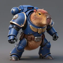 a capybara wearing warhammer space marine armor art 4 k deviantart artstation dynamic pose no helmet