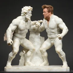 conan o'brien and andy richter wrestling, by rodin, marble