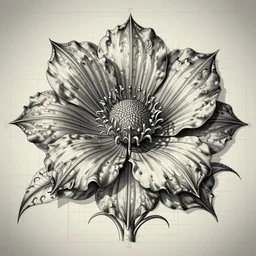 realistic detailed schematic layout of a flower, blueprint style, technical diagram, intricate detail, fantasy art, art nouveau, victorian, neo - gothic, gothic, story concept design