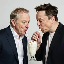elon musk and jeff bezos with straws sharing same milkshake