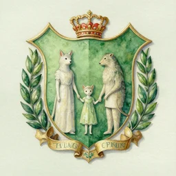 beautifully lit, zaha oil paint watercolor green, family crest, a beautiful animal