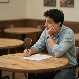 Man listening about an explanation about the tables