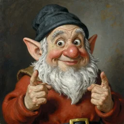 a diamond-hungry dwarf with bulging eyes, puffed-out veins with outstretched fingers in the style of Ilya Repin