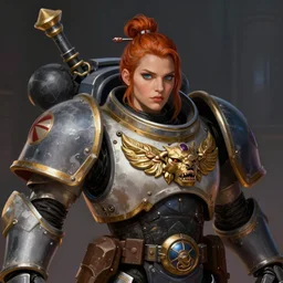 Sofia Vegara as a space marine Primarch, warhammer 40k, closeup character portrait art by Donato Giancola, Craig Mullins, digital art, trending on artstation
