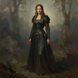 a full body high detail fantasy portrait oil painting illustration of a single beautiful sophisticated bard woman by justin sweet with face and body clearly visible, in a scenic background, pupils visible, realistic proportions, d & d, rpg, forgotten realms, artstation trending, high quality, sombre mood, artstation trending, muted colours, entire person visible!