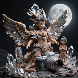 plasticine wet shiny angels, crystal, moonlit, mirrors, camera angled dramatically, realistic hyperdetailed design of lugia, chinese mythology ornament, victo nga, fumo yoshitoshi, ren jing jeong, feifei ruan, peter mohrbacher, takato yamamoto