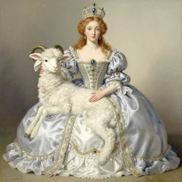 baroque rococo pastel anthromorphic regal lamb princess Greg Hildebrandt Lisa frank portrait