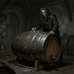 Austrian cellar. The mood is creepy and dark. dungeons and dragons style. highly detailed, digital painting, artstation, concept art, sharp focus, illustration, art by Josh kirby and John romita jr and moebius