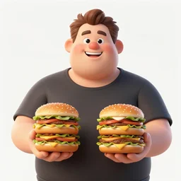 a fat man from arkansas holding ten big mac sandwiches