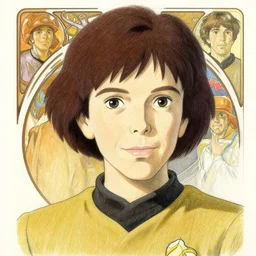 old sadie sink, starfleet officer, finely illustrated face, highly detailed, colored pencil, studio ghibli, tankobon, in the style of ilya kuvshinov and krenz cushart and william - adolphe bouguereau and alphonse mucha