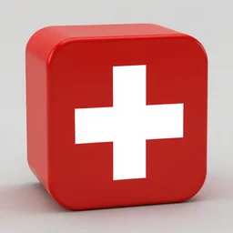 a huge red cube with a white swiss cross in the middle, swiss, neons in the background, cyberpunk, details visible, octane render