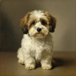 painting of cute dog in style of rembrandt van rijn