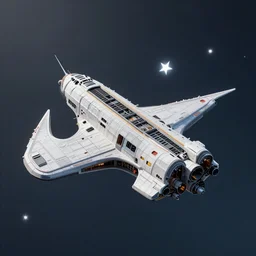 spaceship in the shape of the Nike logo, stars, hyper realism, octane render, 8k