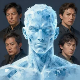 character concept portrait, centralized head and upper torso, man made of ice, style digital painting, concept art, smooth, sharp focus, illustration, from metal gear, by ruan jia and mandy jurgens and william - adolphe bouguereau, artgerm