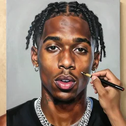 playboi carti painted by laurie lipton 4 k detailed super realistic