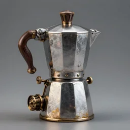 steampunk moka coffee maker, highly detailed, sharp focus